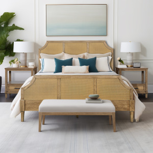 Salina Woven Cane Queen Platform Bed - Toasted Almond