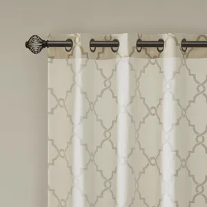 Madison Park Saratoga Fretwork Print Grommet Top Window Curtain Panel