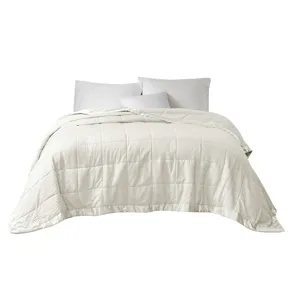 Cambria King Oversized Down Alternative Blanket with Satin Trim - Ivory