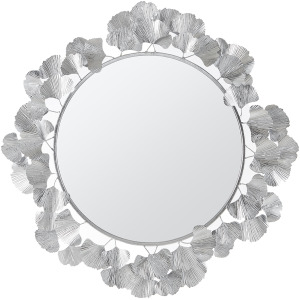 Eden Gingko Leaf Round Wall Mirror 30.5” - Silver