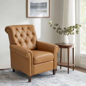 Madison Park Aidan Upholstered Manual Push Back Recliner Chair with Nailheads