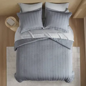 Super Listing Logan Striped Reversible Pintuck Pleated Duvet Set