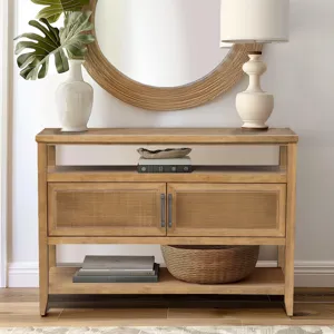 Naomi 2 Door Storage Console Table - Honey
