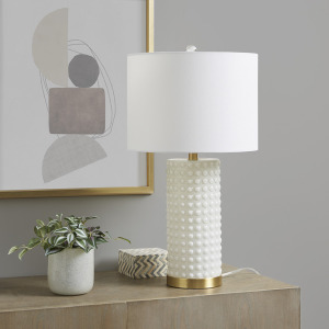 INK+IVY Grace Ivy Textured Dot Table Lamp - White/Gold