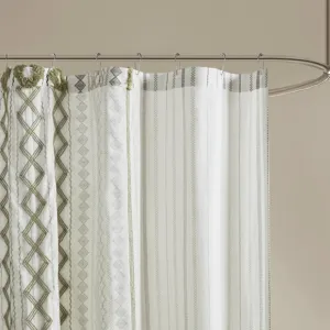 INK+IVY Imani Cotton Printed Shower Curtain with Chenille