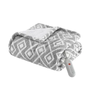 Amira Dream Soft Heated Throw - Grey Geo