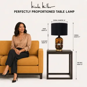 Nicole Miller Roux Leopard Pattern Glass Table Lamp