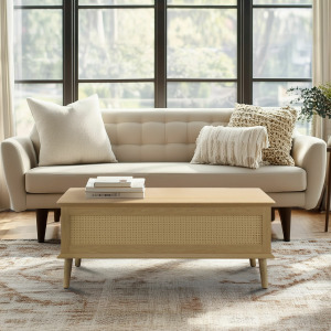 Teagan Rattan Lift-Top Coffee Table with Storage - Natural