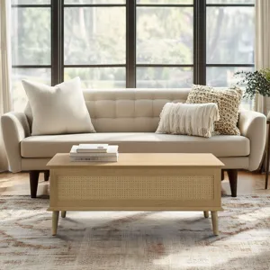 Teagan Rattan Lift-Top Coffee Table with Storage - Natural