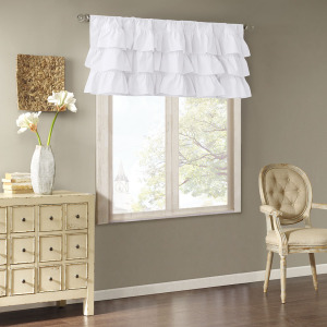 Madison Park Anna Cotton Oversized Ruffle Valance - White