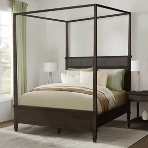 Kenna Queen Canopy Bed Queen - Dark Coffee