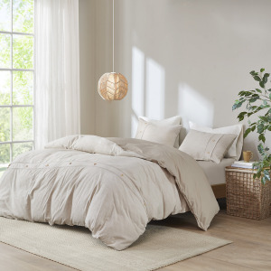 Clean Spaces Dover 3 Piece Organic Cotton Oversized Duvet Cover Set