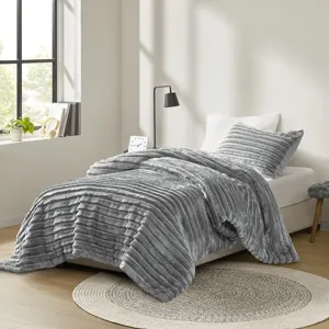 Intelligent Design Avril Fluffy Ribbed Plush Comforter Set