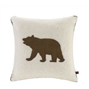 Bear Square Berber Pillow - White