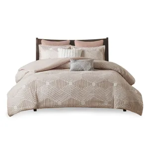 INK+IVY Ellipse Cotton Jacquard Duvet Cover Set - Full/Queen - Blush