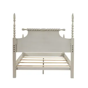Beckett King Turned Wood Spindle Bed - Antique Cream