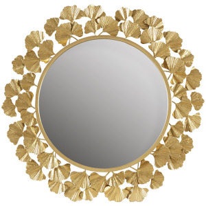 Eden Gold Gingko Leaf Round Wall Mirror 30.5