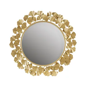 Eden Gold Gingko Leaf Round Wall Mirror 30.5