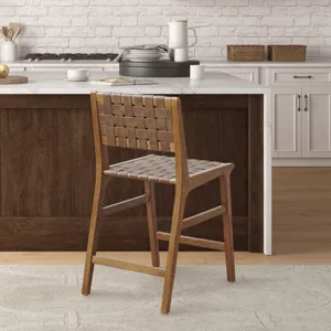 Oslo Faux Leather Woven Counter Stool 24\"H - Brown