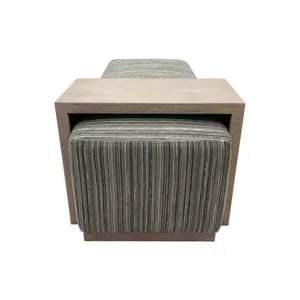 Peggy Bench/Cocktail Ottoman With Table - Stripe/Multi