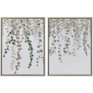 INK+IVY Botanical Waterfall Eucalyptus 2-piece Framed Canvas Wall Decor Set - Green