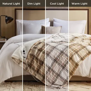 Woolrich Print Plush to Sherpa Heated Throw