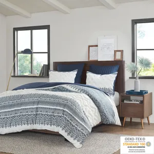 INK+IVY Mila 3 Piece Cotton Duvet Cover Set with Chenille Tufting