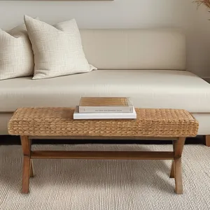 Seadrift Seadrift Hand-woven Water Hyacinth Accent Bench - Brown