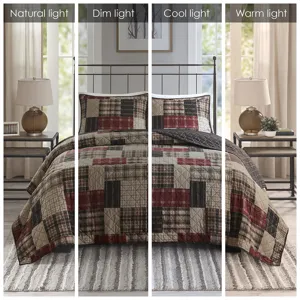 Madison Park Timber 3 Piece Reversible Printed Quilt Set