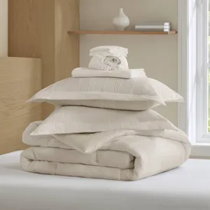 Super Listing Logan Striped Reversible Pintuck Pleated Comforter Set