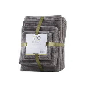Big Bundle 100% Cotton Quick Dry 12 Piece Bath Towel Set - Grey
