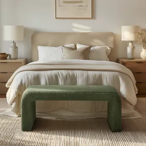 Steve Boucle Waterfall Bench - Green