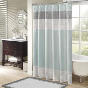 Amherst Faux Silk Shower Curtain - Aqua