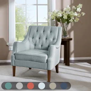 Qwen Button Tufted Accent Chair - Dusty Blue