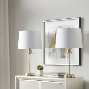 Clarity Glass Cylinder Table Lamp Set of 2 - Gold