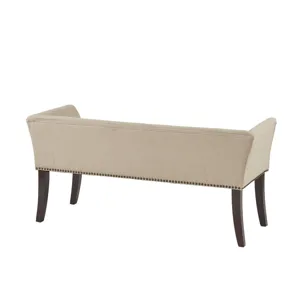 Welburn 49.5\" Upholstered Bench with Back & Wood Legs - Tan