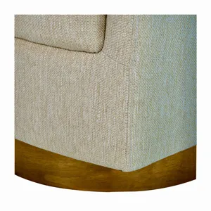 Ashton Upholstered Swivel Chair with Wood Base - Natural