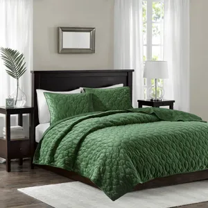 Madison Park Harper 3 Piece Velvet Quilt Set