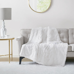 Serta Malea Shaggy Faux Fur Heated Throw