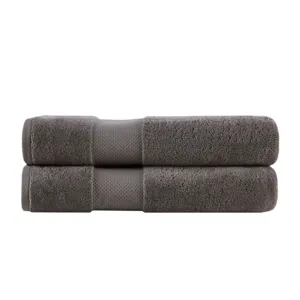 100% Cotton Bath Sheet 2 Piece Set - Charcoal