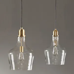 Auburn Bell Shaped Hanging Glass Pendant Light - Gold/Clear