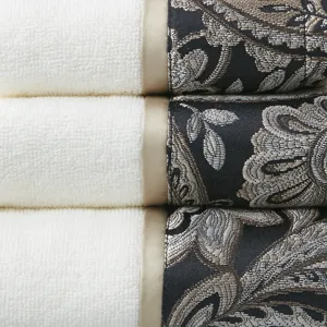 Aubrey 6 Piece Jacquard Towel Set - Black