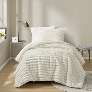 Intelligent Design Avril Fluffy Ribbed Plush Comforter Set