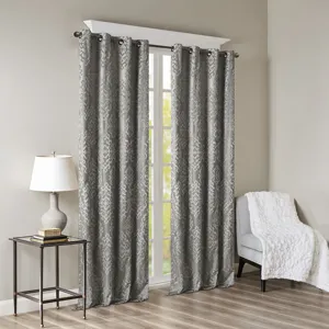 SunSmart Mirage Knitted Jacquard Damask Total Blackout Grommet Top Curtain Panel