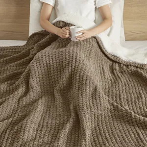 Madison Park Rowan Waffle Knit Chenille Throw