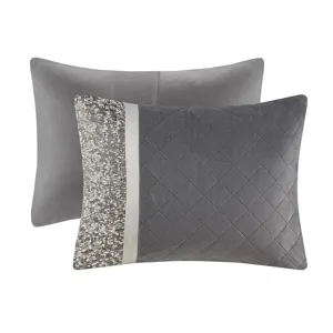 Madison Park Amelia 5 Piece Textured Jacquard Stripe Comforter Set with Throw Pillows - King/California King - Grey