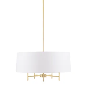 Presidio Presidio 5-Light Dimmable Chandelier with Drum-shaped Fabric Shade & Adjustable Height - Go