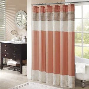 Amherst Faux Silk Shower Curtain - Coral