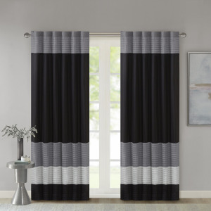 Amherst Polyoni Pintuck Curtain Panel - Black