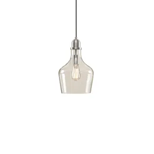 Auburn Bell Shaped Hanging Glass Pendant Light - Silver/Clear